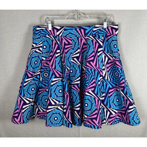 FRANCIS + BENEDICT Geometric Print Mini Skirt Womens Size Large Cotton Africa